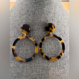 Acrylic Hoop Leopard Earrings Tortoise Resin Colorful Earrings Bohemia Statement